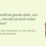 Wenn du nicht weißt, was du fühlst, aber sicher bist, dass Kaffee allein es diesmal nicht richtet Pastellgrüner Blog-Header mit der Frage „Warum weiß ich gerade nicht, was ich fühle, obwohl ich doch weiter funktioniere?“ und einem Kaffee mit niedrigem Akku-Symbol als Hinweis auf emotionale Überladung.