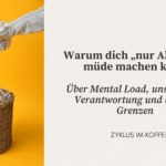 Mental Load im Alltag, warum „besser planen“ oft nicht reicht und wie du sichtbar machst, was bisher still in deinem Kopf herumgetragen wurde. Wäschekorb mit Kleidung vor gelbem Hintergrund als Symbol für Mental Load im Alltag, unsichtbare Verantwortung und das Gefühl, ständig an alles denken zu müssen.